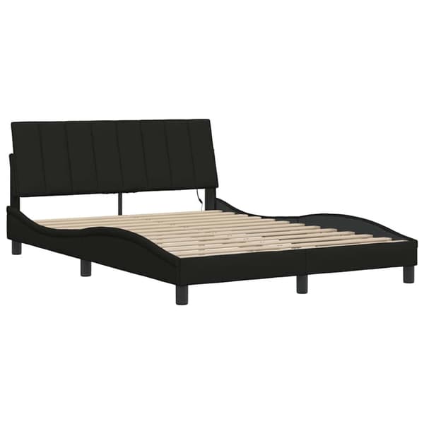 Bed Frame without Mattress "Hanko" Black 140x190cm Fabric
