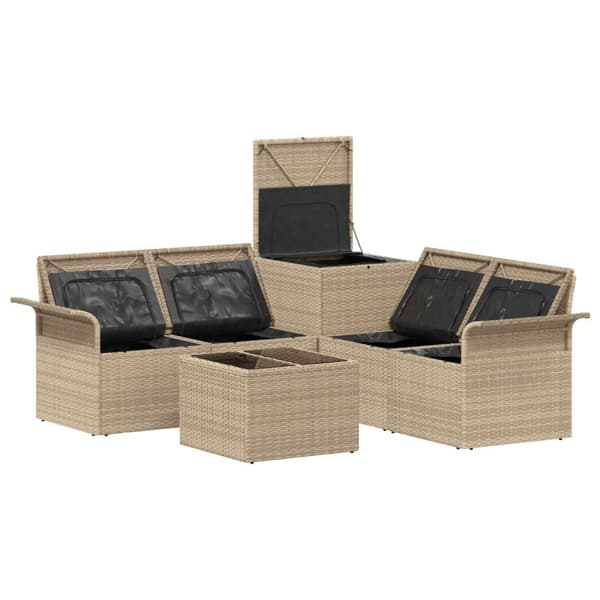 Soffset 6 st 4-Antal sittplatser Beige och krämvit