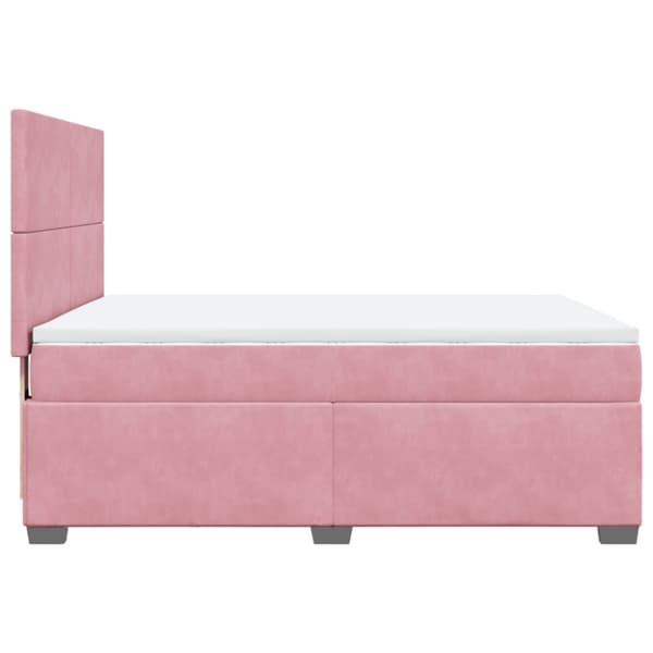 Ramsäng med madrass rosa 160x200 cm sammet