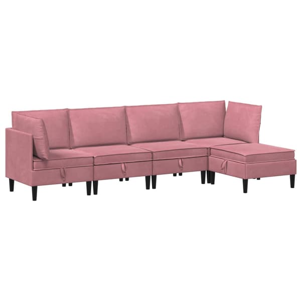 Möbelset för vardagsrummet med kudde 5 pcs Rosa Sammet