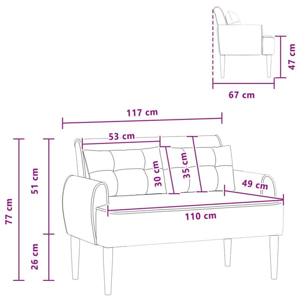 Loveseat med knapprapport Mörkgrå 117 x 67 x 77 cm Bouclé