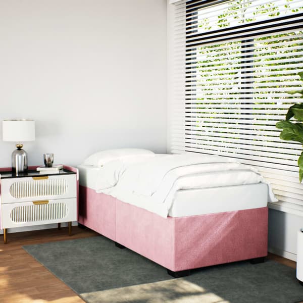 Sängram rosa 80x200 cm sammet