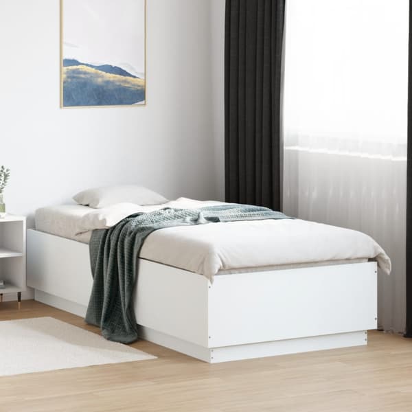 Sängram vit 100x200 cm konstruerad trä