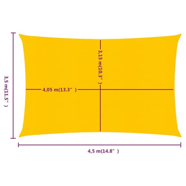 Solsegel 160 g/m² rektangulär gul 3,5x4,5 m HDPE