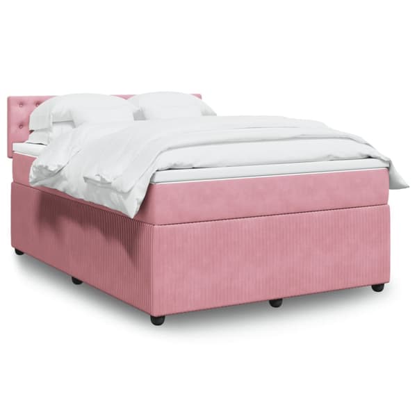 Ramsäng med madrass rosa 140x190 cm sammet