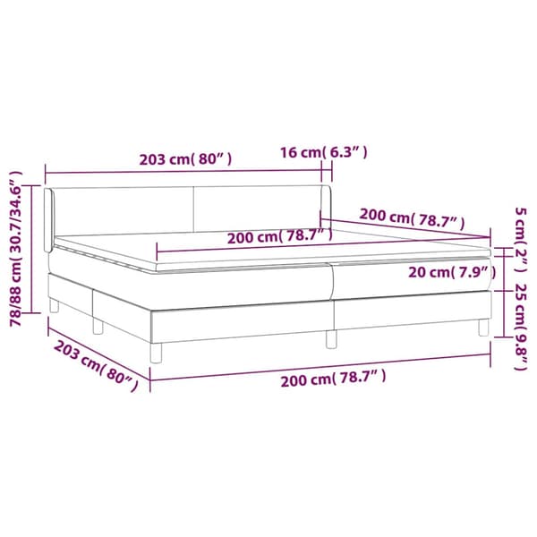 Ramsäng med madrass mörkblå 200x200 cm sammet
