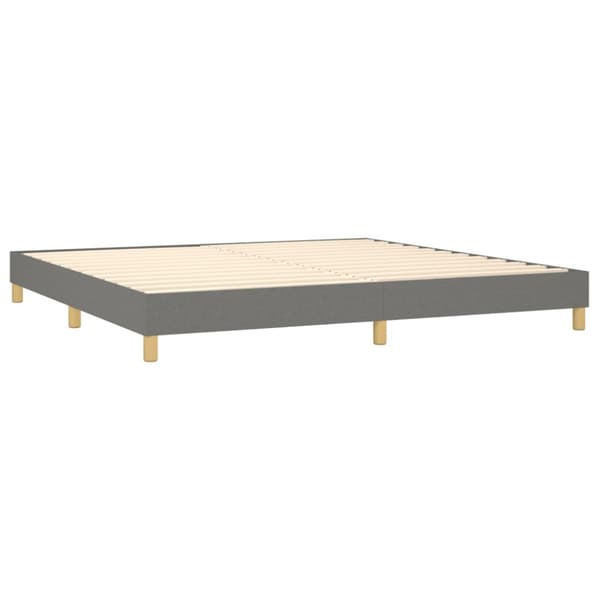 Ramsäng med madrass & LED mörkgrå 200x200 cm tyg