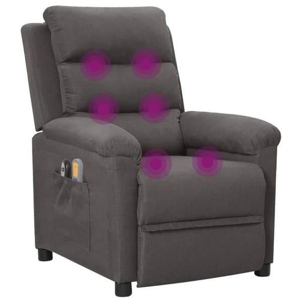 Elektrisk massagefåtölj mörkgrå tyg