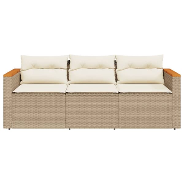 Trädgårdssoffa 3-sits med dynor konstrotting beige