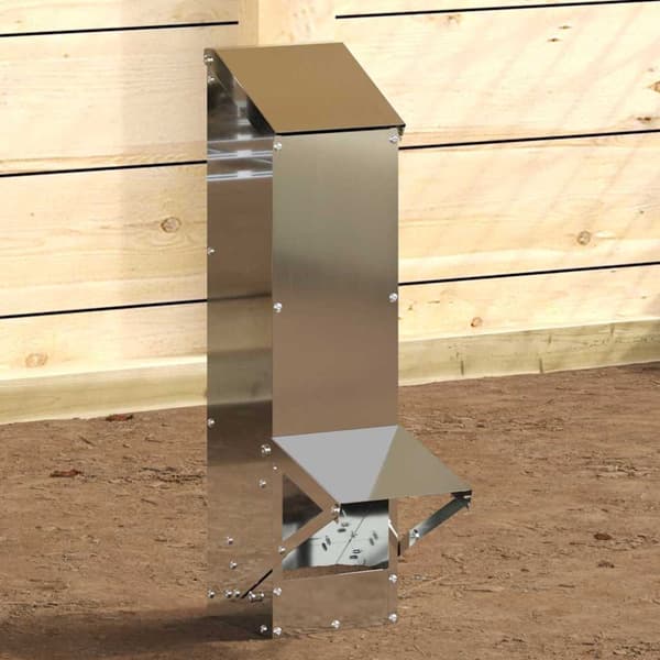 Hönsfodertråg Silver 13 x 12 x 51 cm Galvaniserat Stål