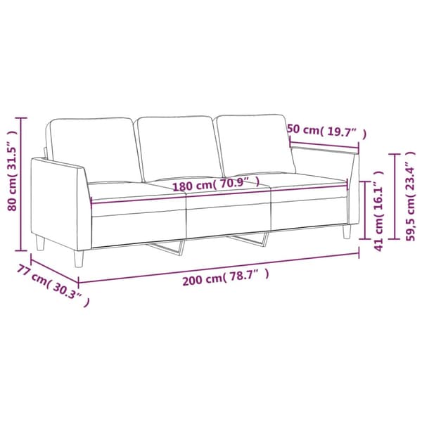 3-sitssoffa grå 180 cm konstläder