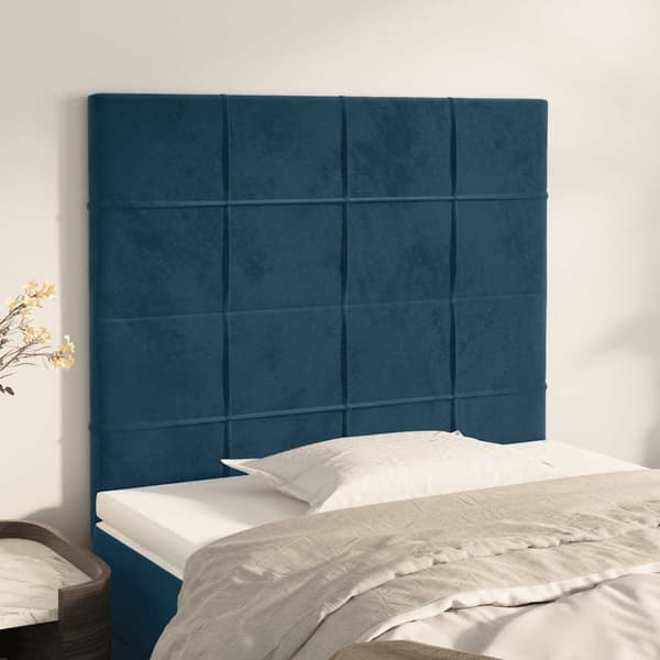 Sänggavel mörkblå 90x5x118/128 cm sammet