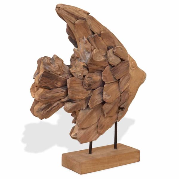 Fiskskulptur teak 40x12x57 cm