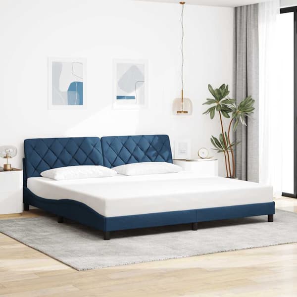 Bed Frame without Mattress Blue 200x200 cm Fabric