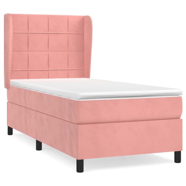Ramsäng med madrass rosa 90x200 cm sammet