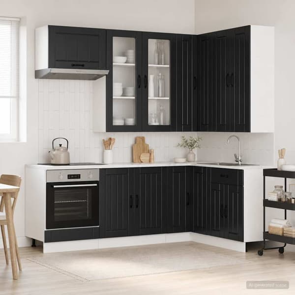 Köksenhet LUCCA 8 pcs Svart Konstruerat trä