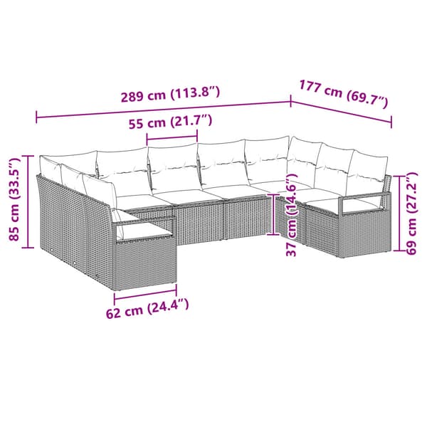 Soffset med kudde 9 pcs Svart konstrotting