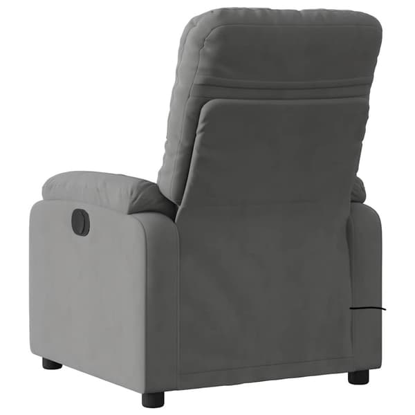 Massagefåtölj mörkgrå mikrofibertyg