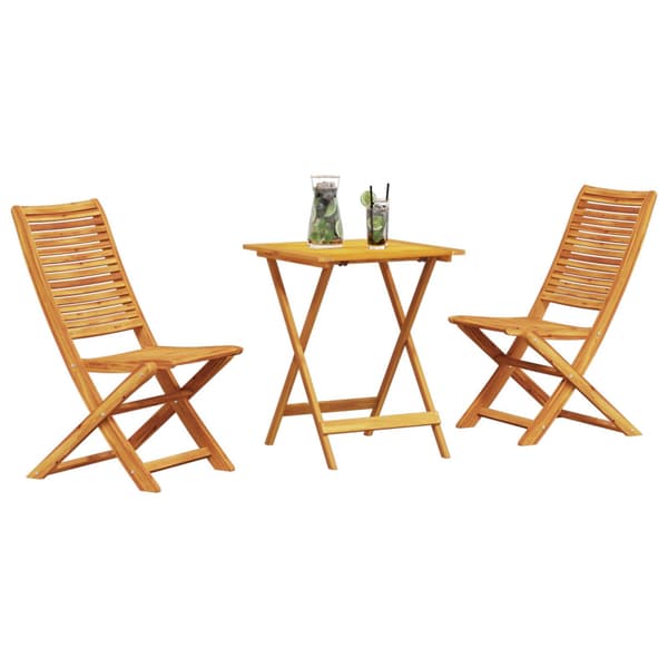 Fällbart bistroset 3 pcs Brun Massivt Akaciaträ