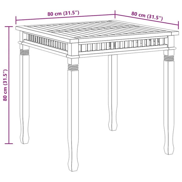 Matbord 80x80x80 cm massiv teak