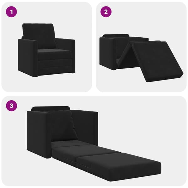 Soffsäng Svart 74 x 77 x 81 cm Sammet