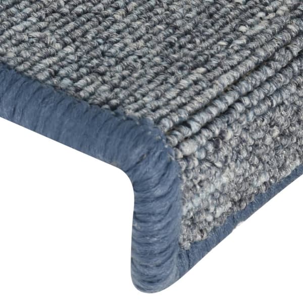 Trappmattor 15 st 65x21x4 cm ljusgrå och blå rektangulär kant