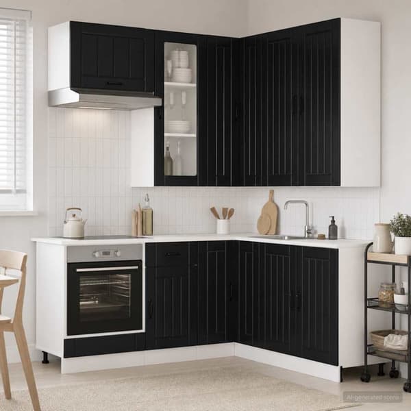 Köksenhet LUCCA 8 pcs Svart Konstruerat trä
