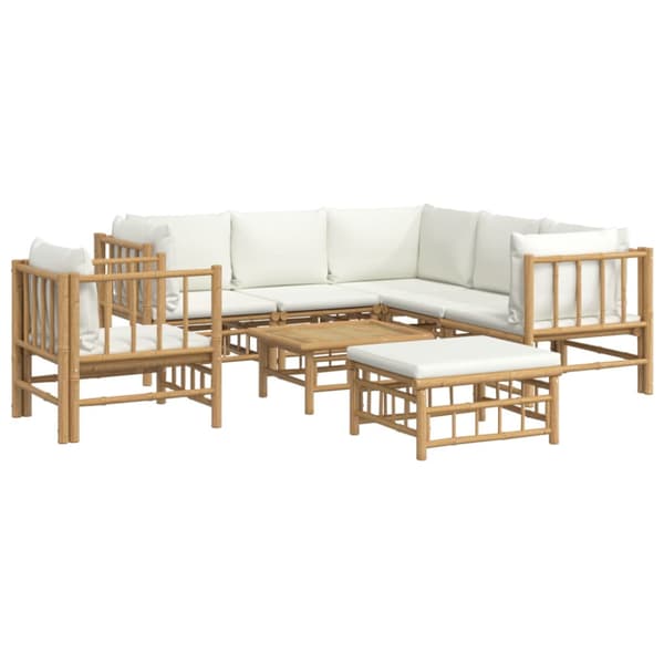 Loungegrupp 8 delar gräddvita dynor bambu
