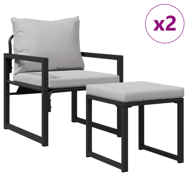 Trädgårdsmöbler med kudde med kudde 4 pcs Ljusgrå Polyester