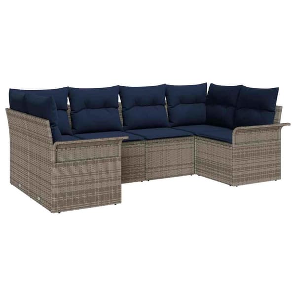 Trädgårdsoffset med lagring 6 pcs Grå Poly rattan