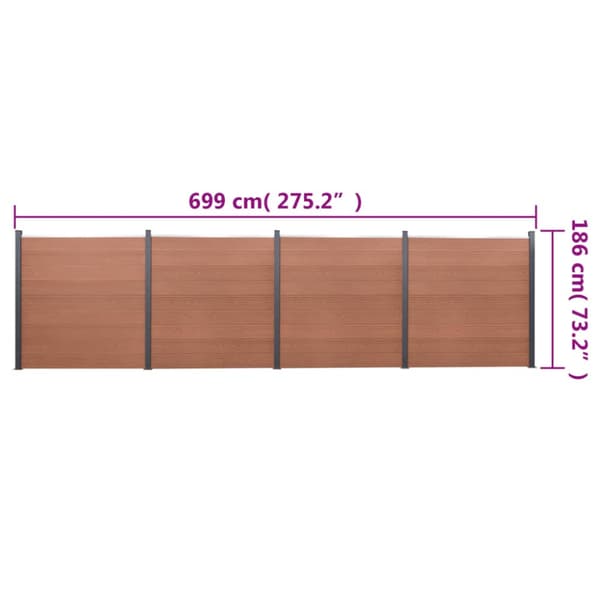 Staketpanel brun 699x186 cm WPC