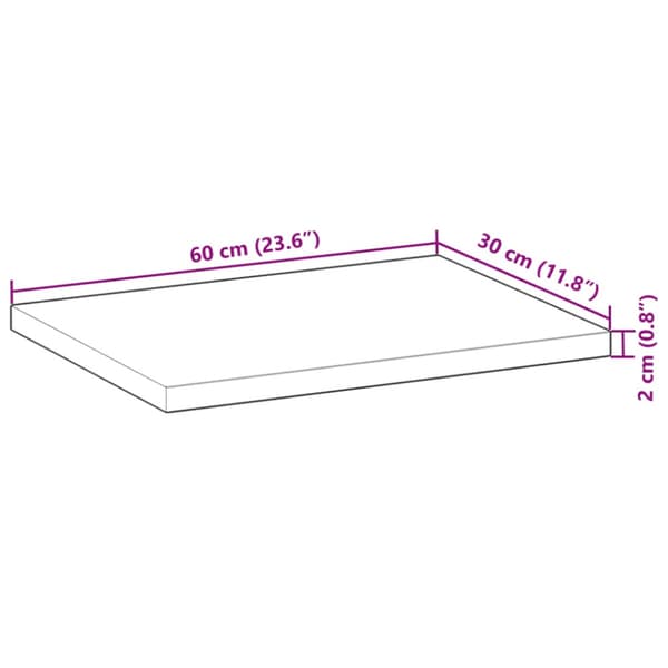 Bordsskiva 60x30x2 cm rektangulär massiv akacia