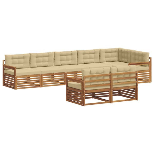 Utomhussoffset med kudde 8 pcs Naturlig och Beige