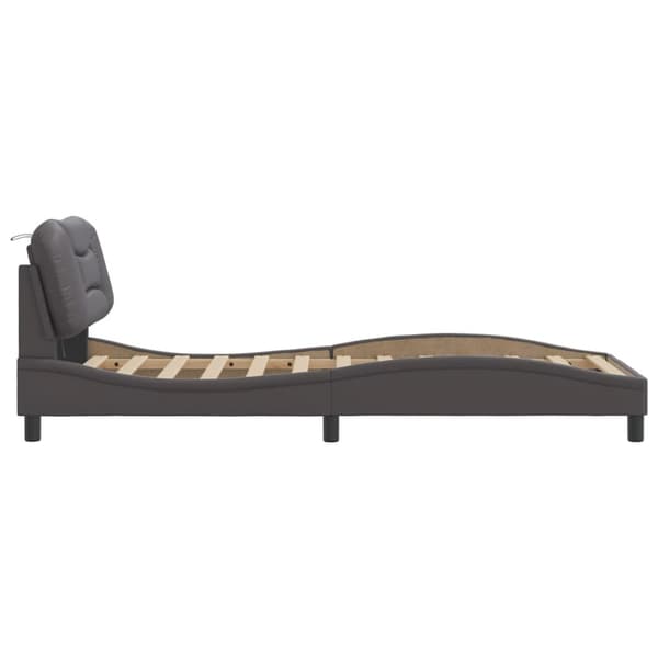Bed Frame with LED without Mattress "Hvar" Grey 90x200 cm
