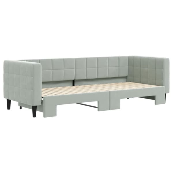 Dagbädd utdragbar ljusgrå 80x200 cm sammet