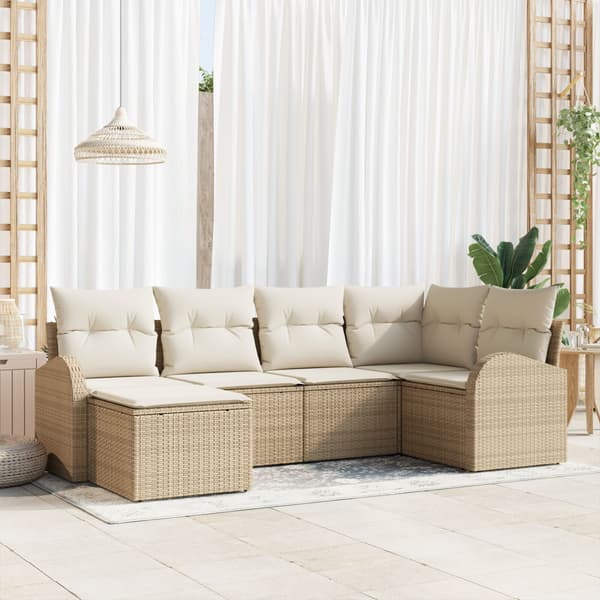Trädgårdsoffset 6 st Beige konstrotting