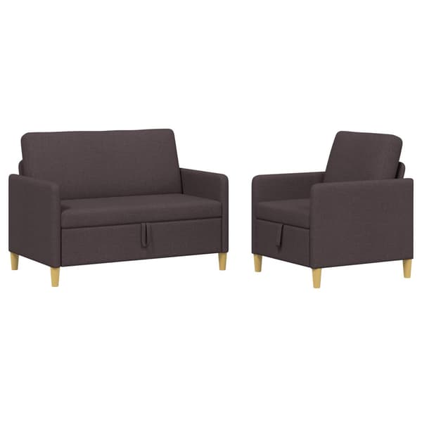 Soffgrupp med förvaring 2 pcs Mörkbrun Polyester