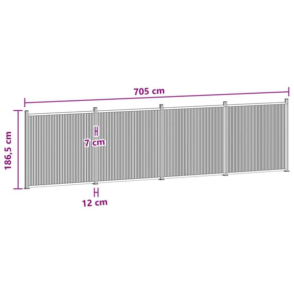 Stängselpanel 4 pcs WPC och aluminium Svart