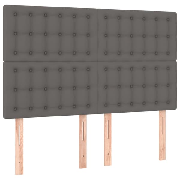 Ramsäng med bäddmadrass grå 140x190 cm konstläder