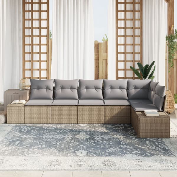 Trädgårdsoffset 6 pcs Beige och Ljusgrå konstrotting