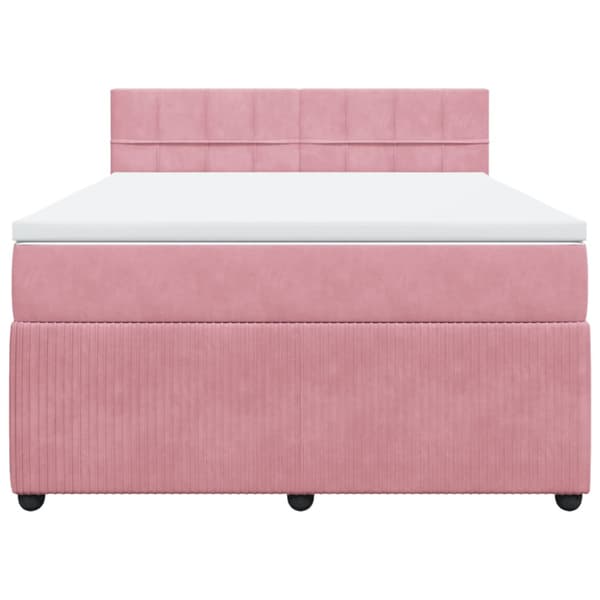 Ramsäng med madrass rosa 160x200 cm sammet