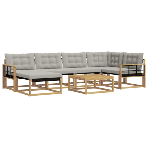 Utomhussoffset 7 pcs Vit och ljusgrå 79 x 79 x 37 cm