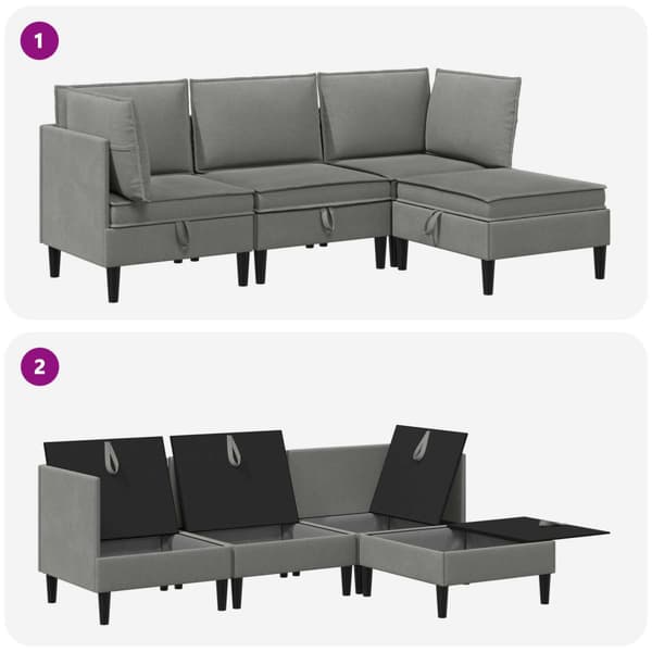 Möbelset för vardagsrummet 4 pcs Mörkgrå Tyg