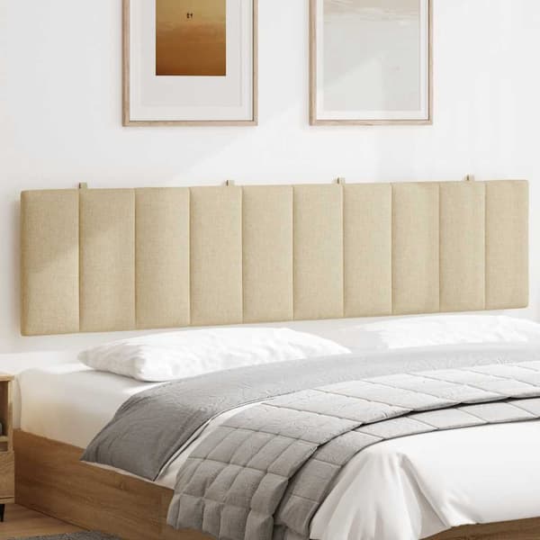 Headboard Cushion "Hanko" Cream 200 cm Fabric