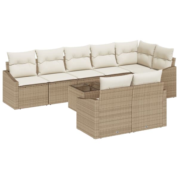 Soffset med kudde 9 pcs Beige konstrotting