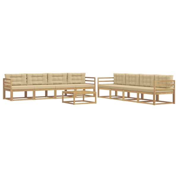 Utomhussoffset 9 pcs Vit och Beige 79 x 79 x 37 cm Polyester