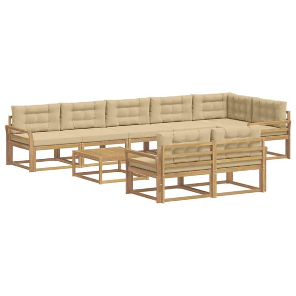 Utomhussoffset 9 pcs Vit och Beige 79 x 79 x 37 cm Polyester