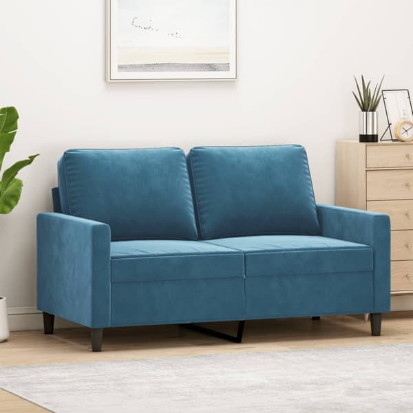 2-sitssoffa blå 120 cm sammet