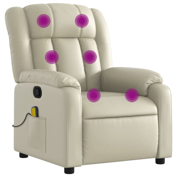 Massagefåtölj krämfärgad konstläder