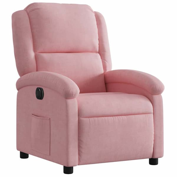 Elektrisk reclinerfåtölj rosa sammet